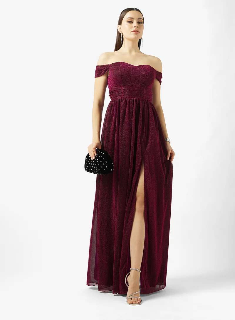 Ella Limited Edition  Off Shoulder Shimmer Dress for Women | Best Price UAE